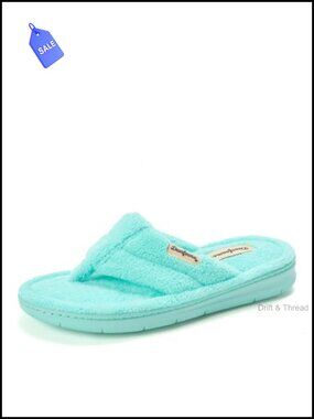 Terry Thong Slide Slippers Memory Foam Rubber Sole Machine Washable